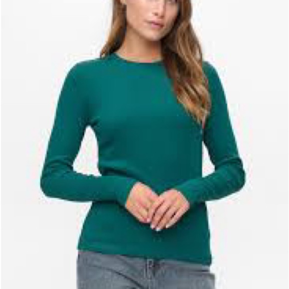 In cashmere Teal Long Sleeve Women's Top